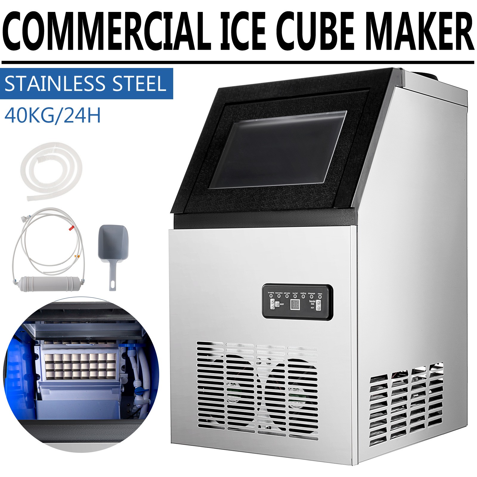 Commercial Ice Maker Ice Cube Machine Countertop Ice Ball Maker Nugget Ice Maker