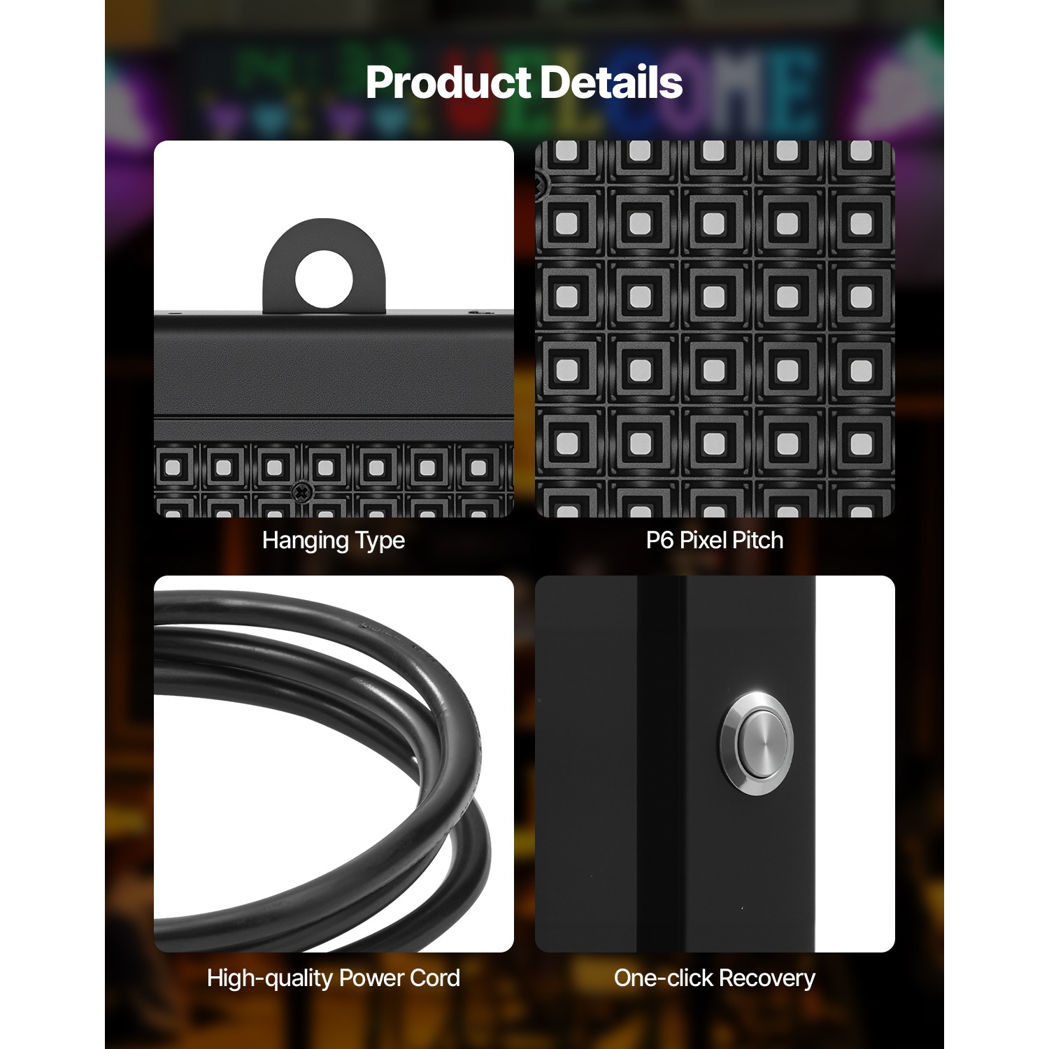 40×18 in Programmable LED Scrolling Sign Digital Display Board P6 Full-color