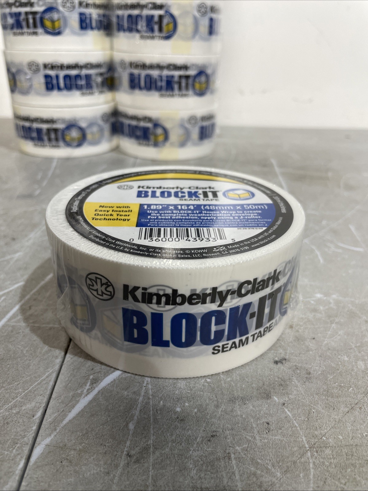 12 Kimberly-Clark Block-It Seam Tape 1.89″ x 164′ White Building Wrap Tape 43933