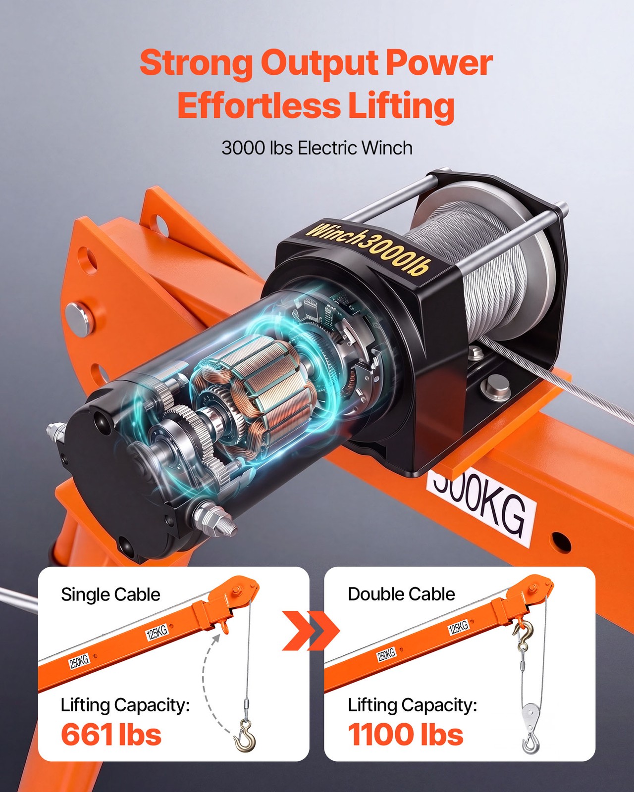 VEVOR Electric Pickup Truck Crane 1100 lbs Winch Steel Foldable Lumber Lifting
