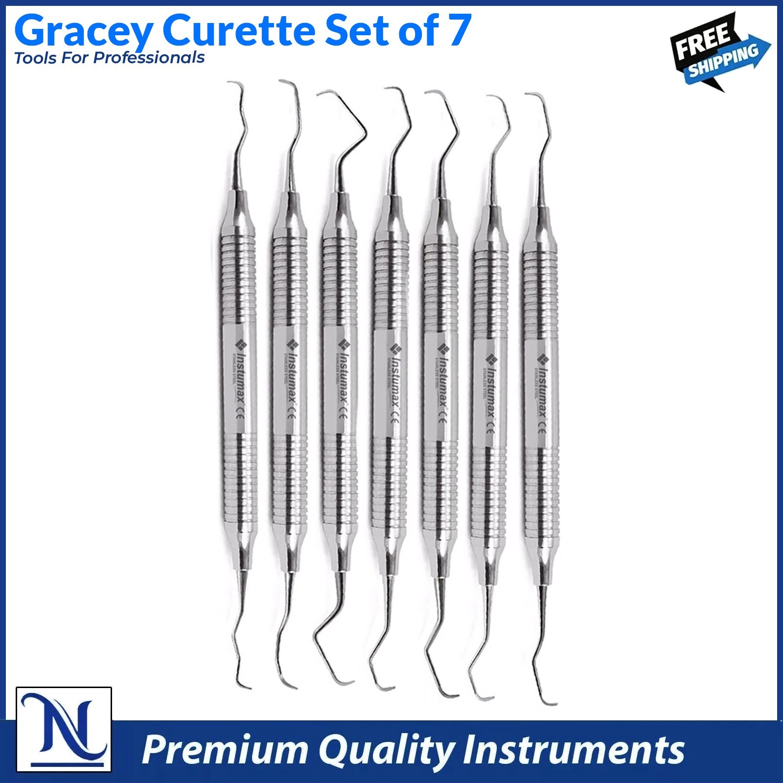7Pcs Gracey Curettes – Hollow Handle Periodontal Scalers for Root Planing & Deep