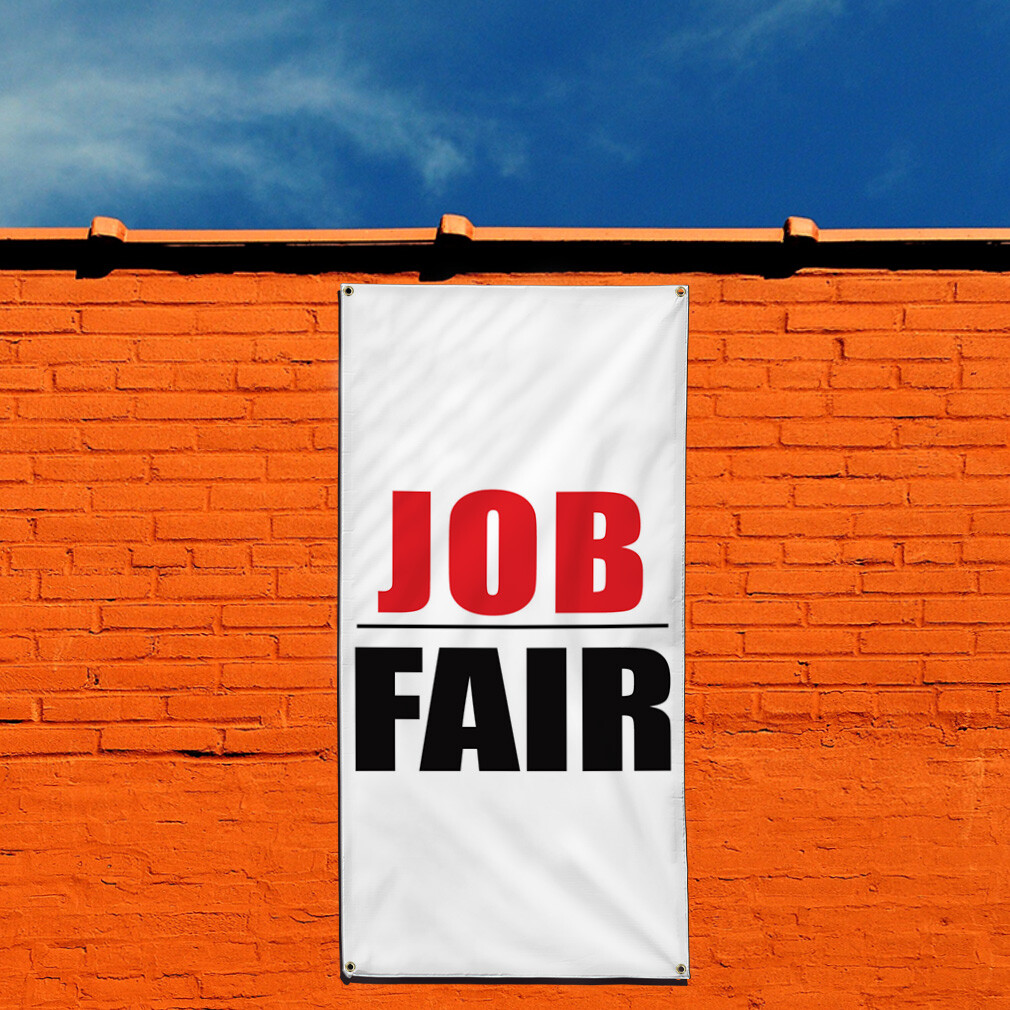 Vertical Vinyl Banner Multiple Sizes Job Fair Weatherproof Industrial Yard Signs