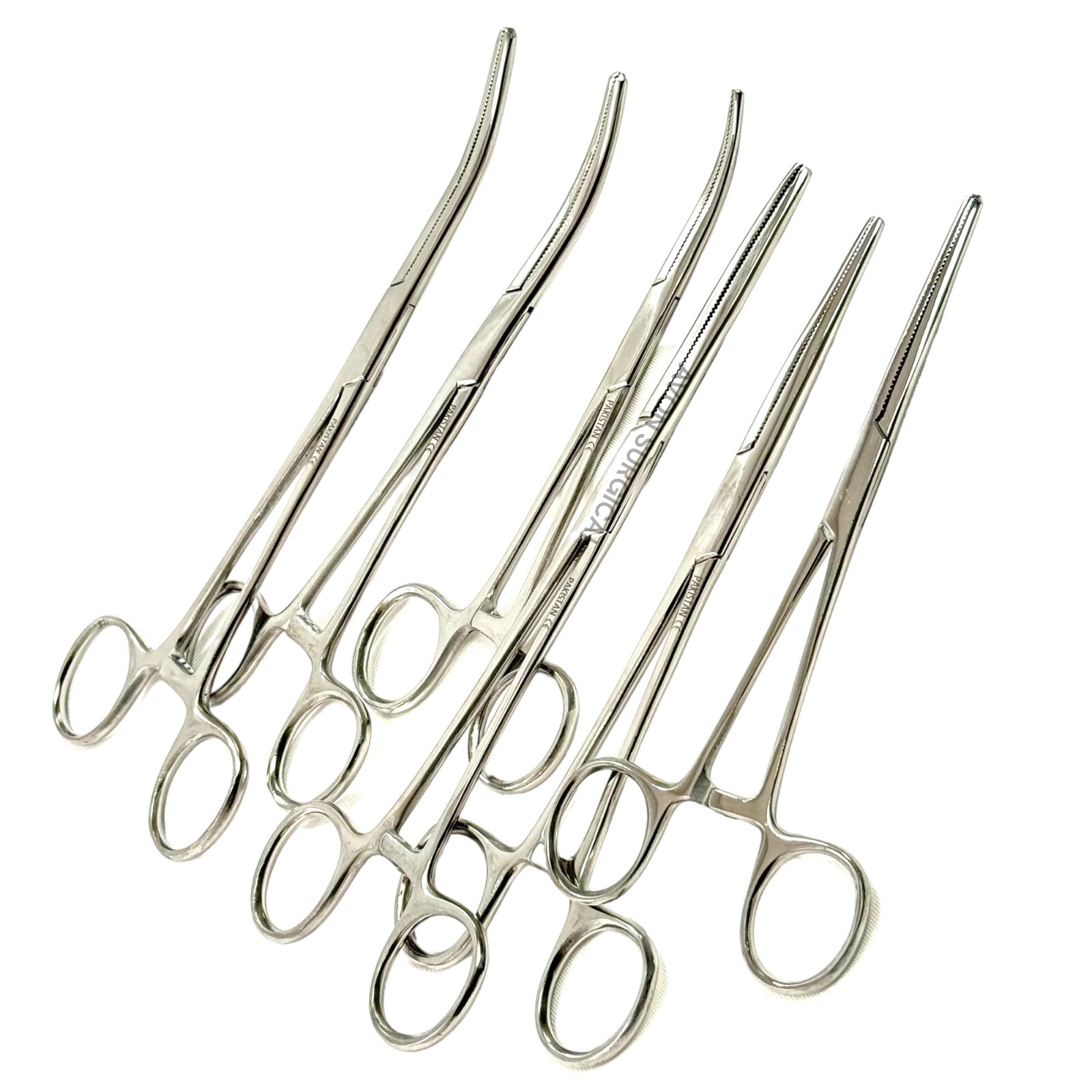 6 Count – Straight and Curved Hemostat Forceps 6.25″ + 7.25″ + 8″ Ratcheting