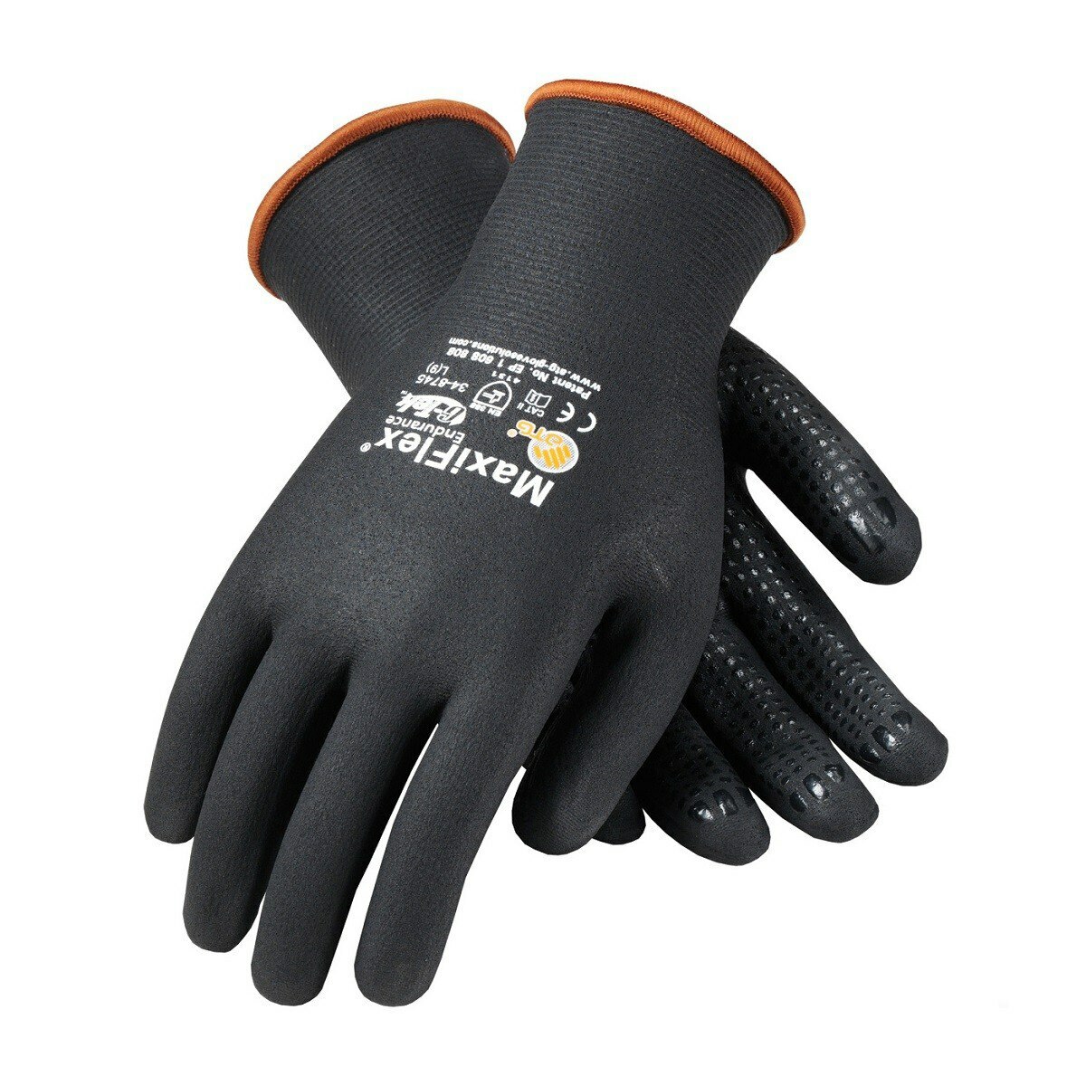MaxiFlex Endurance Nitrile Coated Nylon Lycra Work Gloves, Black, 12 Pair XLarge