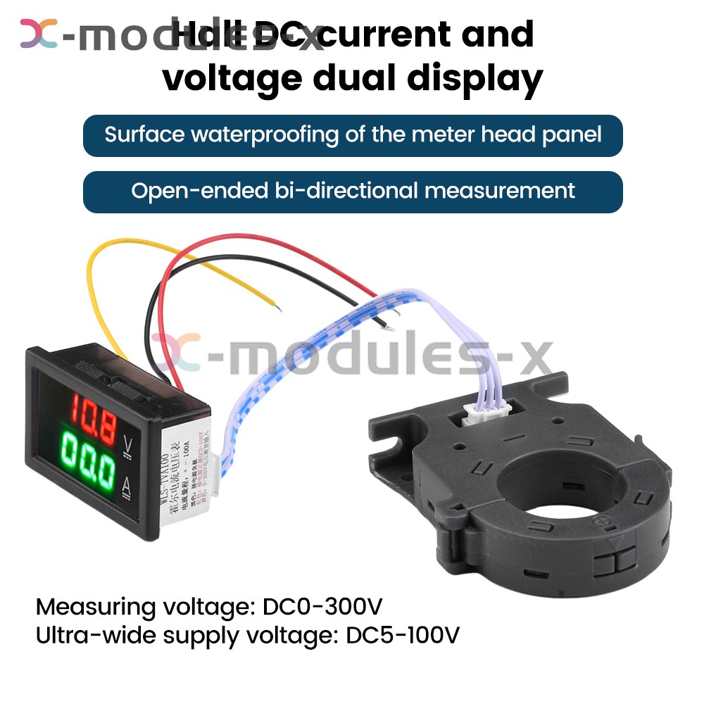 DC0-300V 50/100/200/400A Digital Current Voltage Meter Hall Ammeter Voltmeter