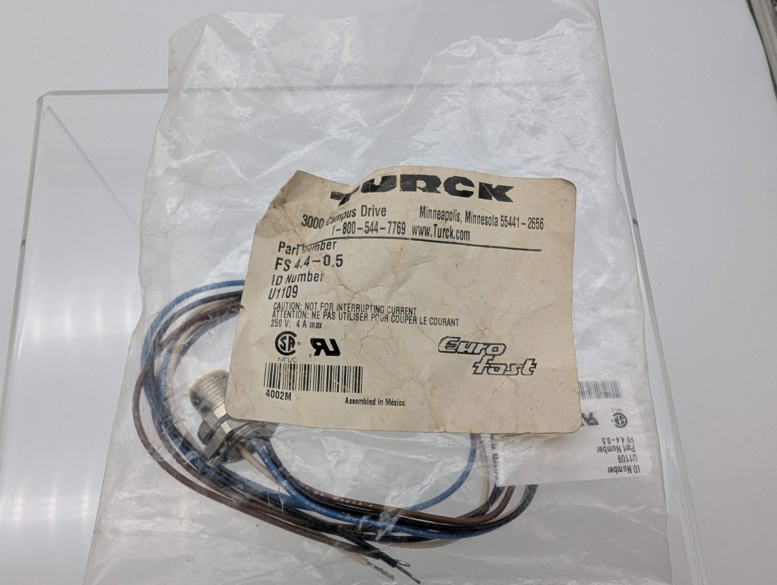 Turck FS 4.4-0.5 Actuator & Sensor Receptacle M12 4 Pin Male 0.5 Meter