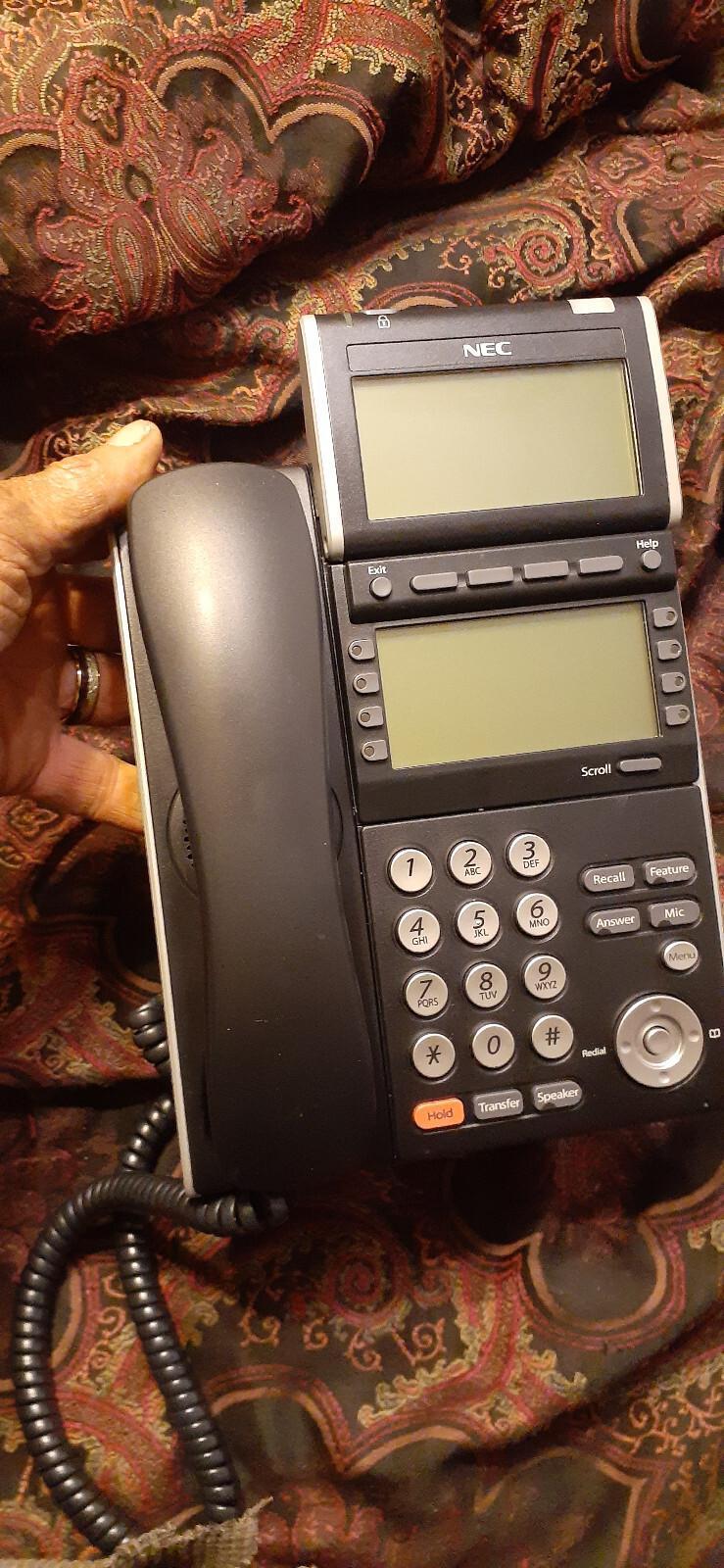 Office Phone, NEC, ILV(XD)Z-Y(BK) W/ Base, LO(GBA) Z, GBA-L Unit, Wires, PoE.