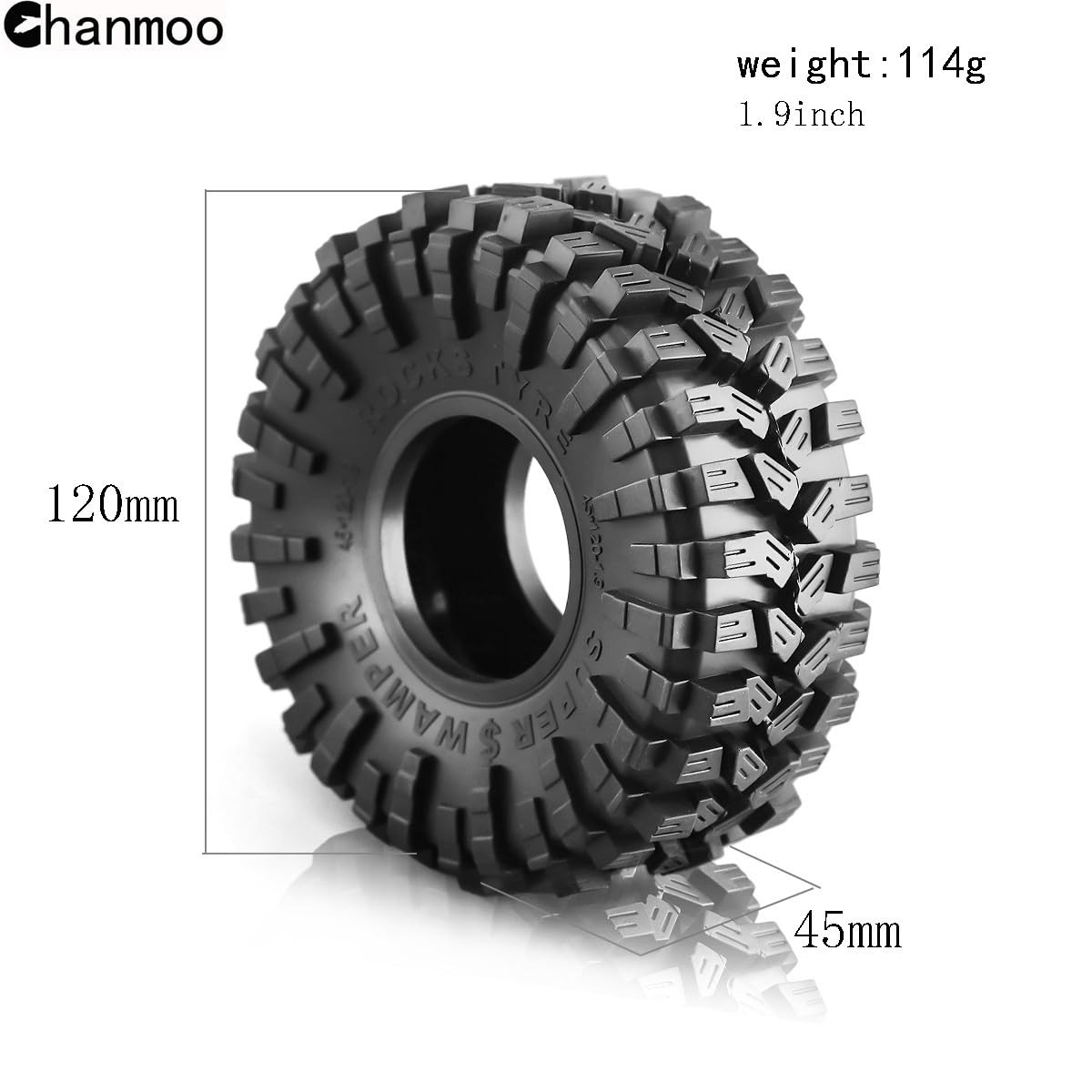 Chanmoo 1.9 Rc Crawler Tires 120Mm Foam Insert Soft Rubber 1/10 Scale Mud