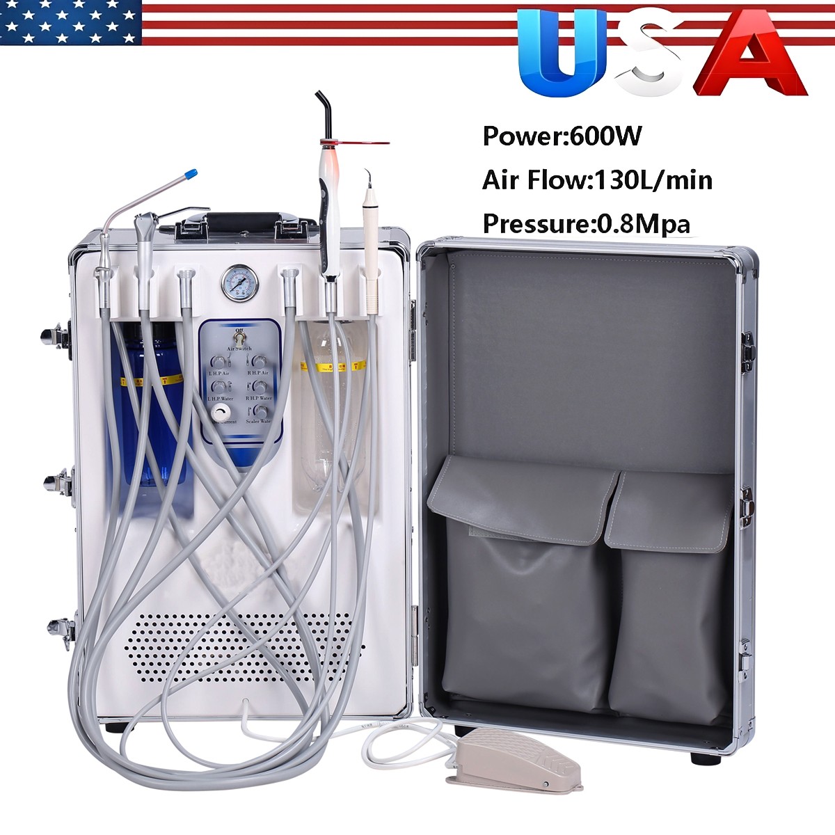 Portable Dental Delivery Unit System Air Compressor Strong suction 118 L/min po
