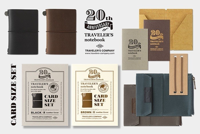 Traveler’s Notebook Card Size Set 20th Anniversary Black Brown Japan Brand New