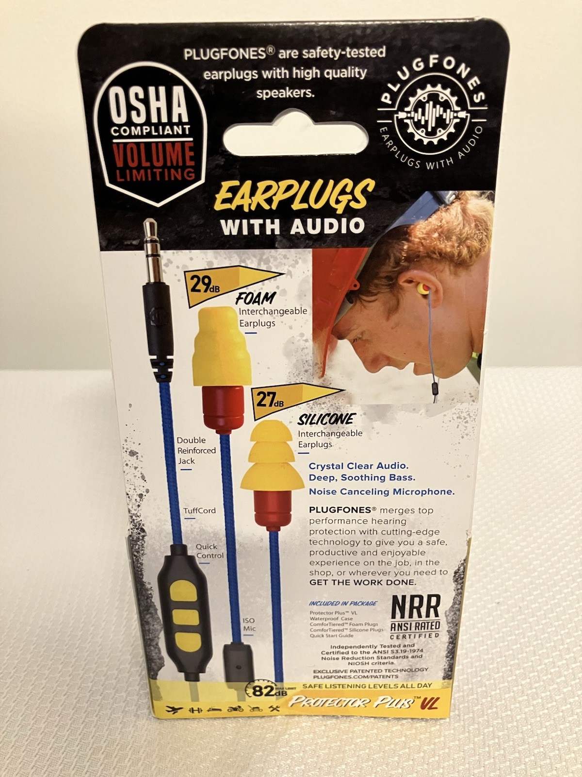 Plugfones Protector Plus VL New Factory Sealed OSHA Compliant 82 dB Sound Cap