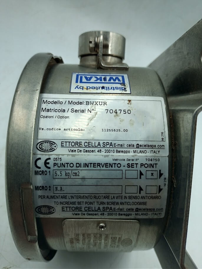 Interruptor Pressão Ettore Cella Wika BWXUR 5.5KG/CM² 16BAR