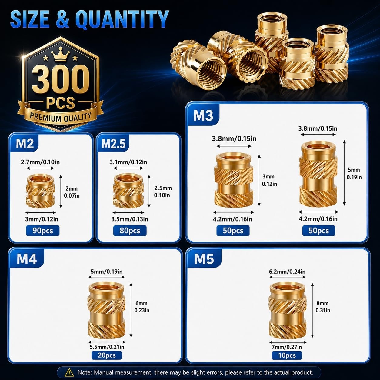 Brass Threaded Inserts Set with Heat Set Tool for Plastic Projects