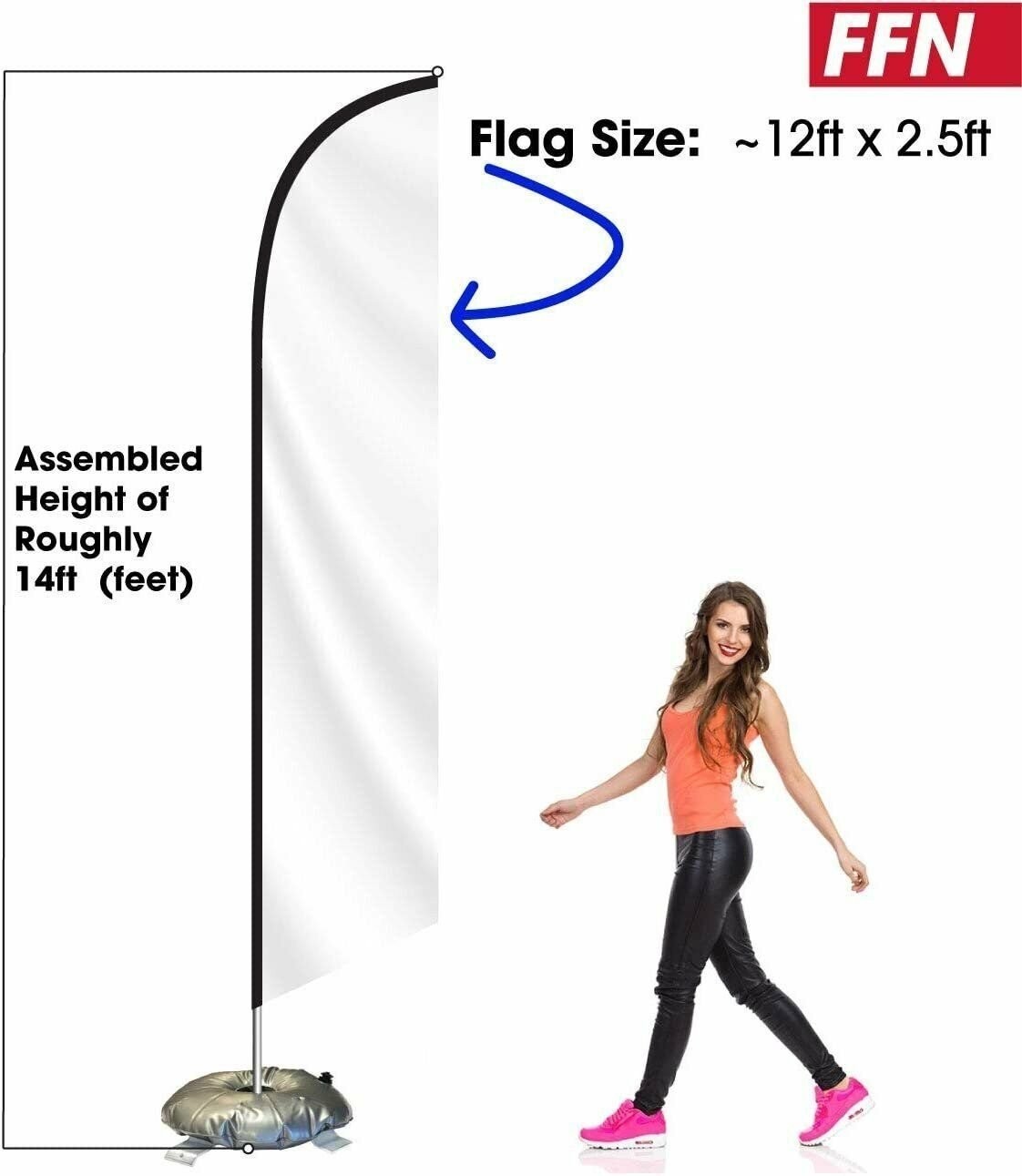 Blue Welcome Feather Flag Kit with Cross-Base and Weight-Donut, Outdoor…