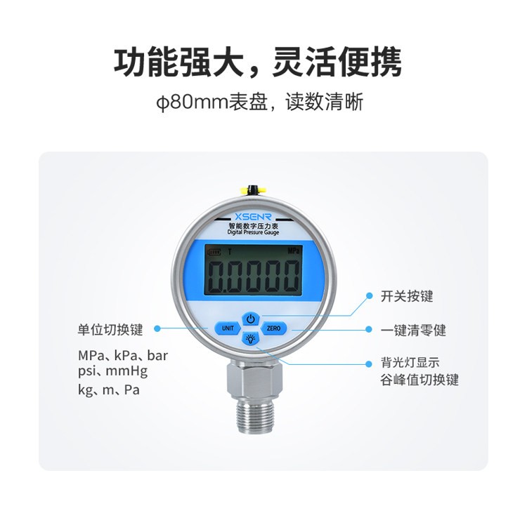 YB-80A Digital Pressure Gauge Peak Memory Positive Negative
