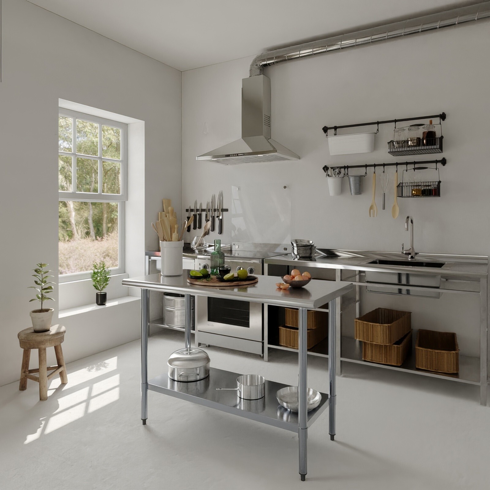 Jefferson 24 in. x 48 in. Stainless Steel Table With Shelf. NSF