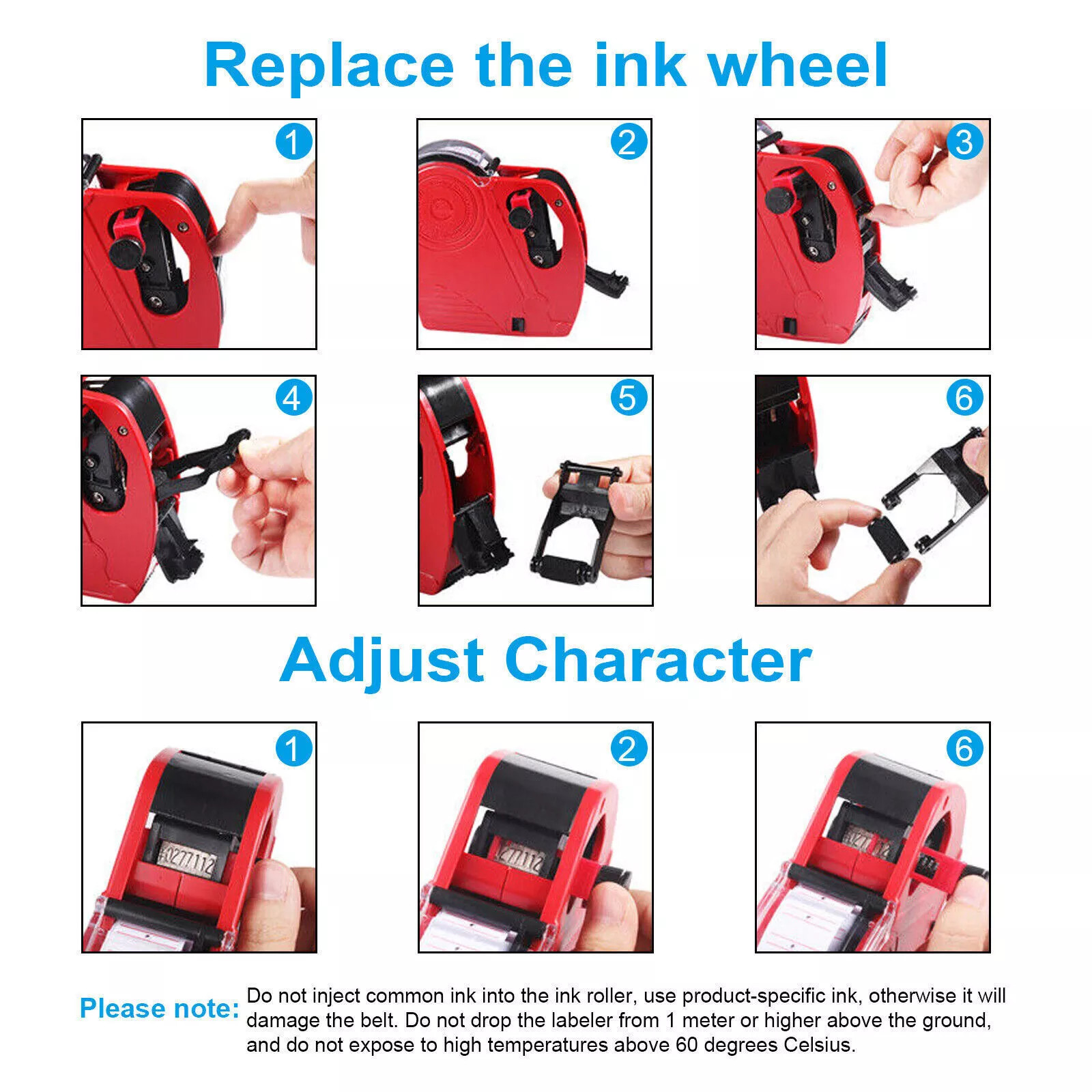 8-Digit Price Tag Gun Marking Machine with Sticker Labels & Ink Roller