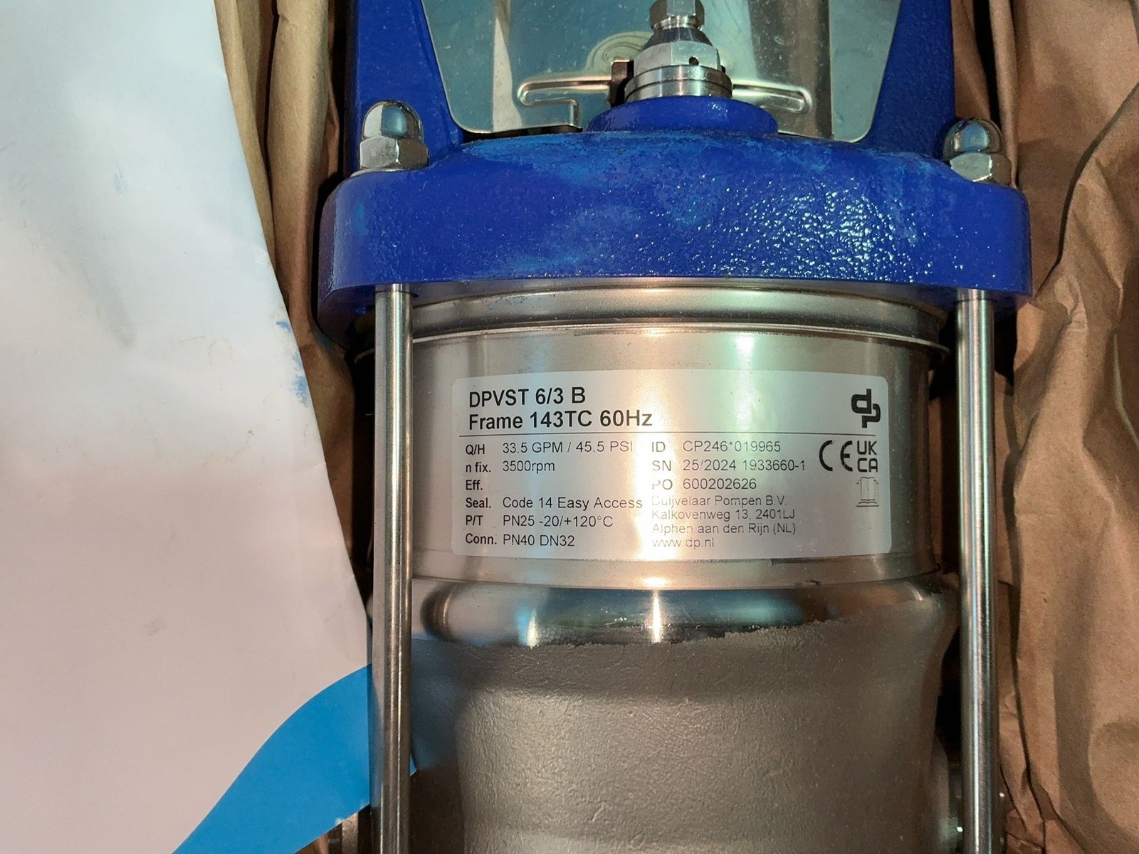 DP PUMPS DPVST 6/3 B FRAME 143 TC 60HZ PUMP CP246*019965