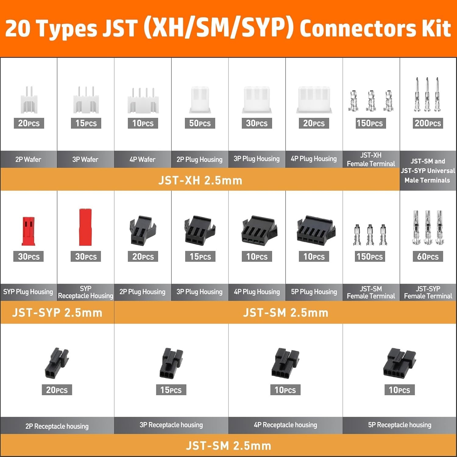 Reliable JST Connector Kit for Electronics – 20 Types
