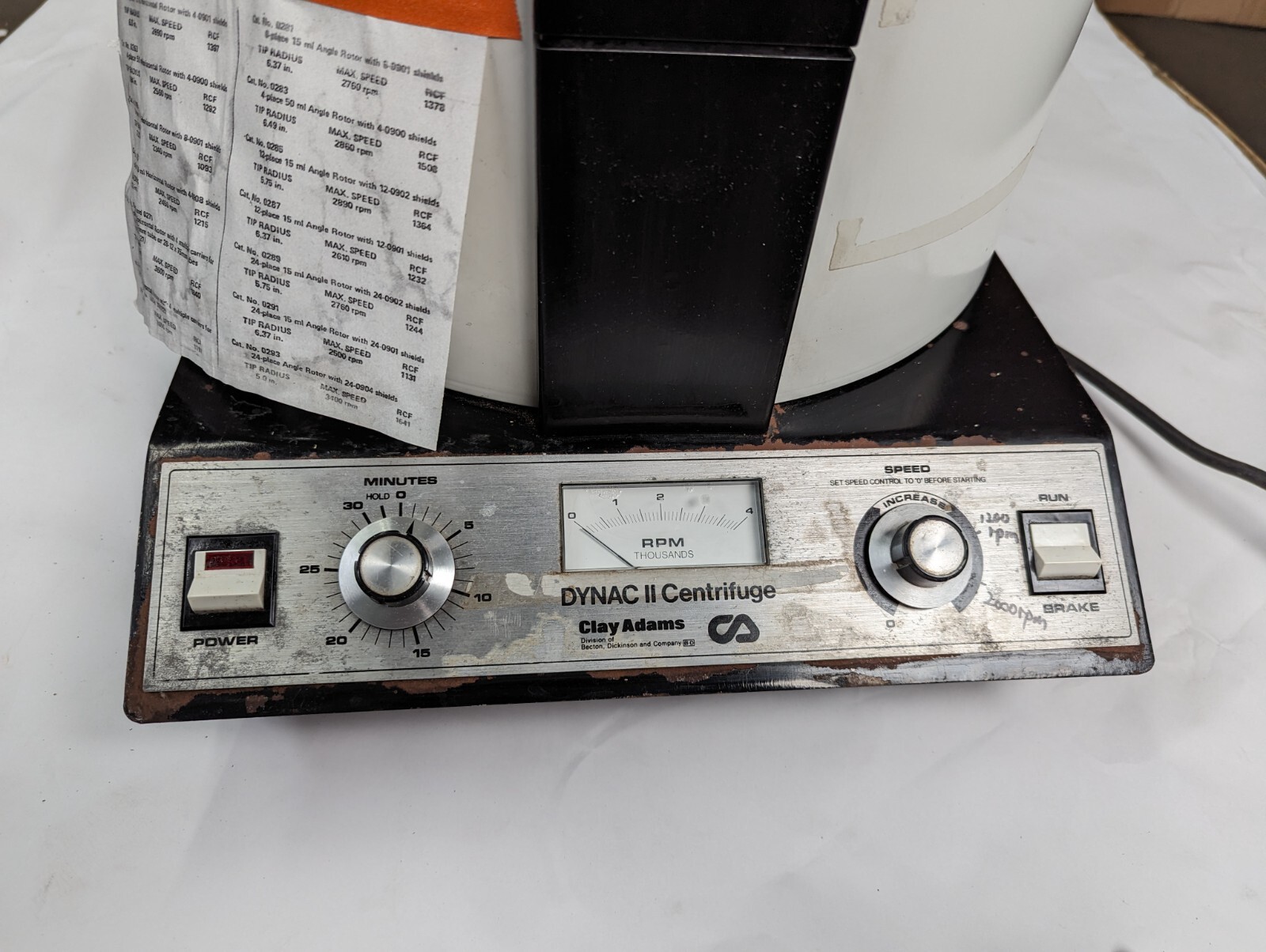 Becton Dickinson Clay Adams Dynac II Centrifuge W/ Rotors 120v – TESTED WORKING