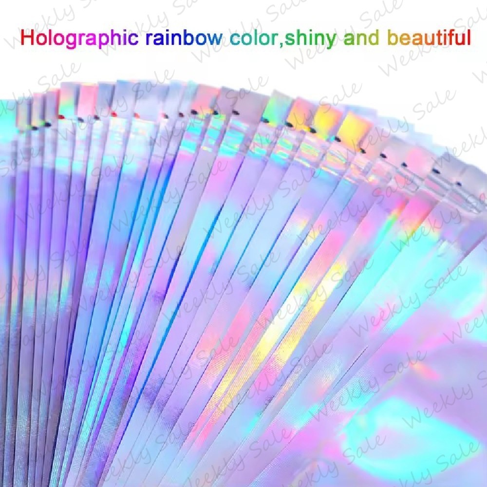 Holographic Mylar Foil Bags Smell Proof Resealable Zip Lock Pouch Rainbow Color
