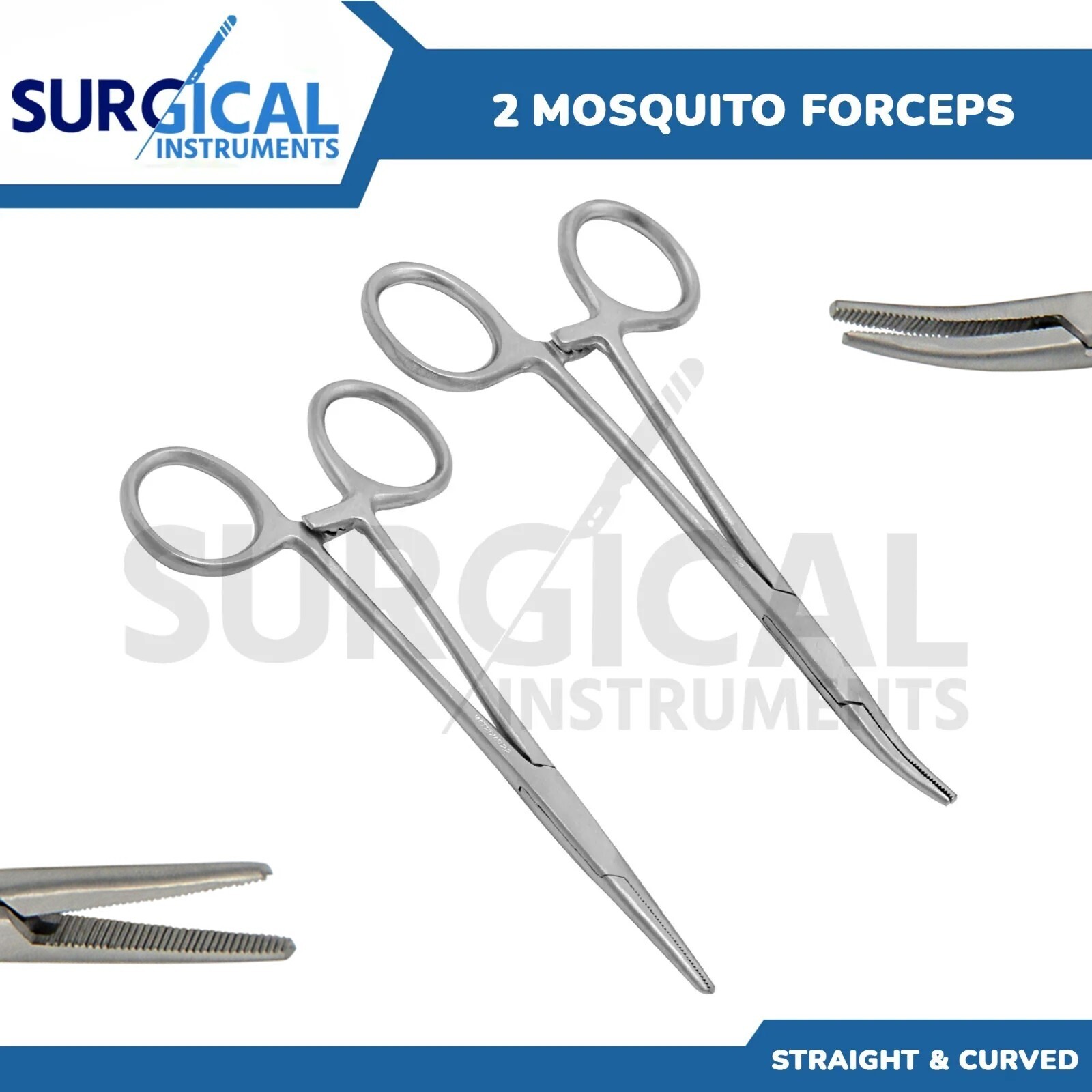 2 Pcs Fishing Set 5″ Straight + Curved Hemostat Forceps Locking Clamps German Gr
