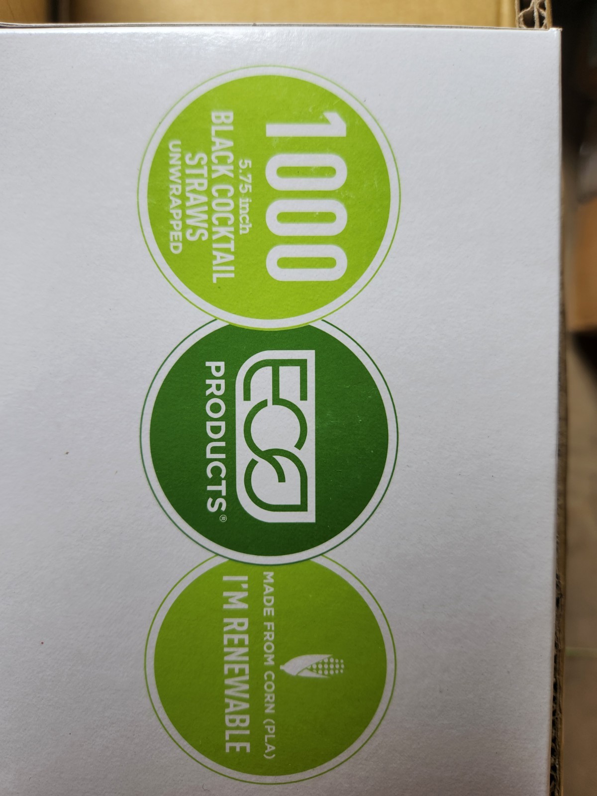 Eco-Products Black Cocktail Straws 5.75in Unwrapped Case, PLA EP-ST513.