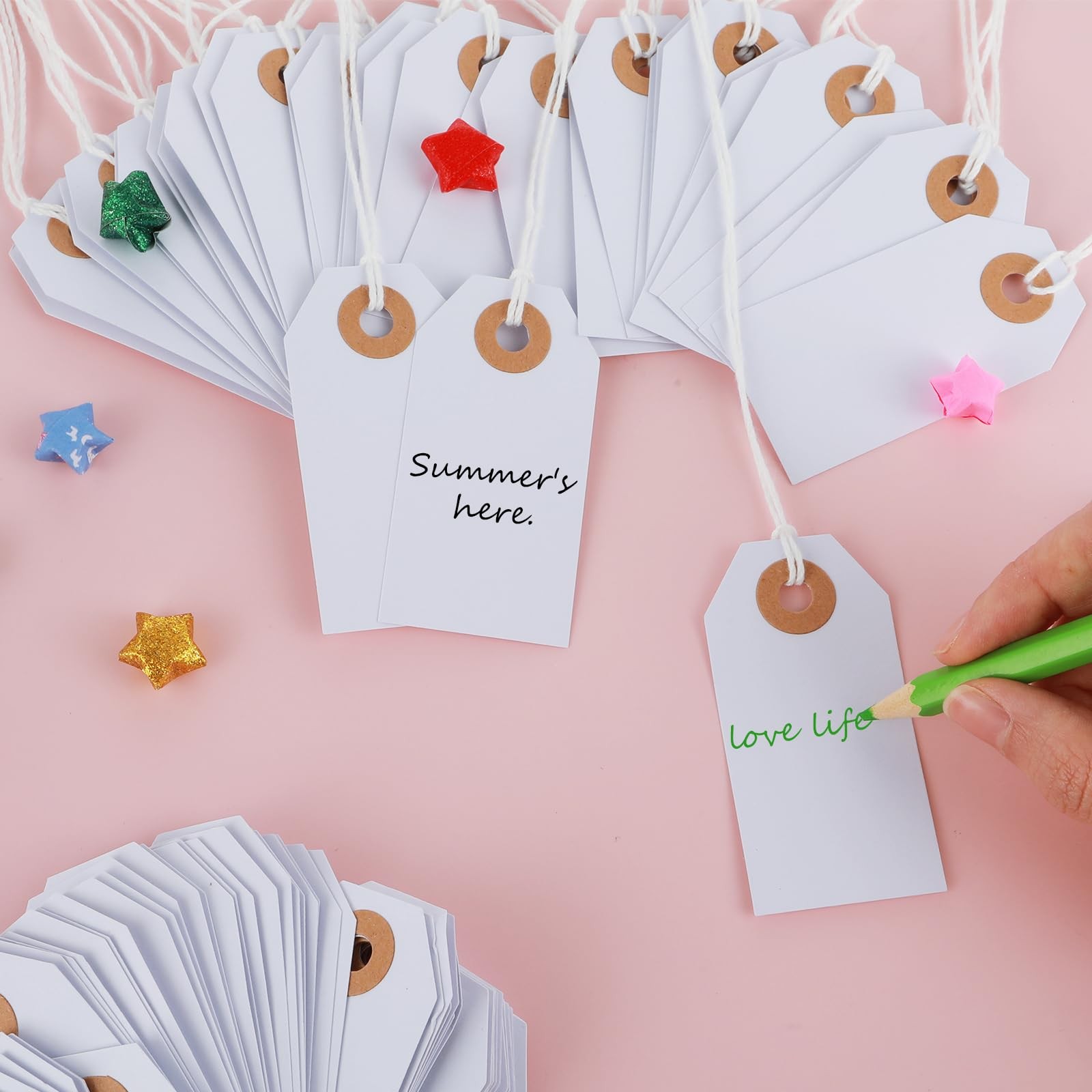 100 Pcs White Price Tags With String Attached – Large Paper Tags for Pricing,…