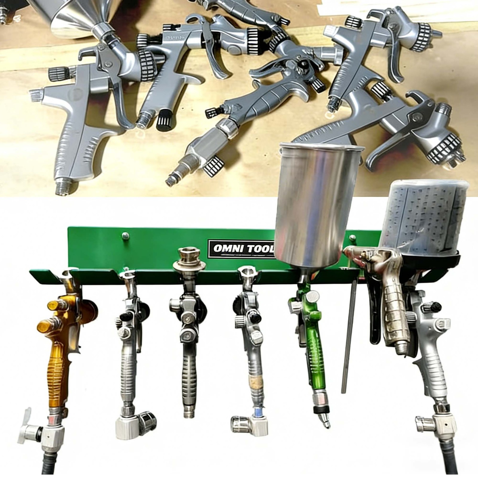 LAUCO Omni Tool Multiple Paint Spray Gun Holder, Paint Gun Holder – Holds 7 Guns