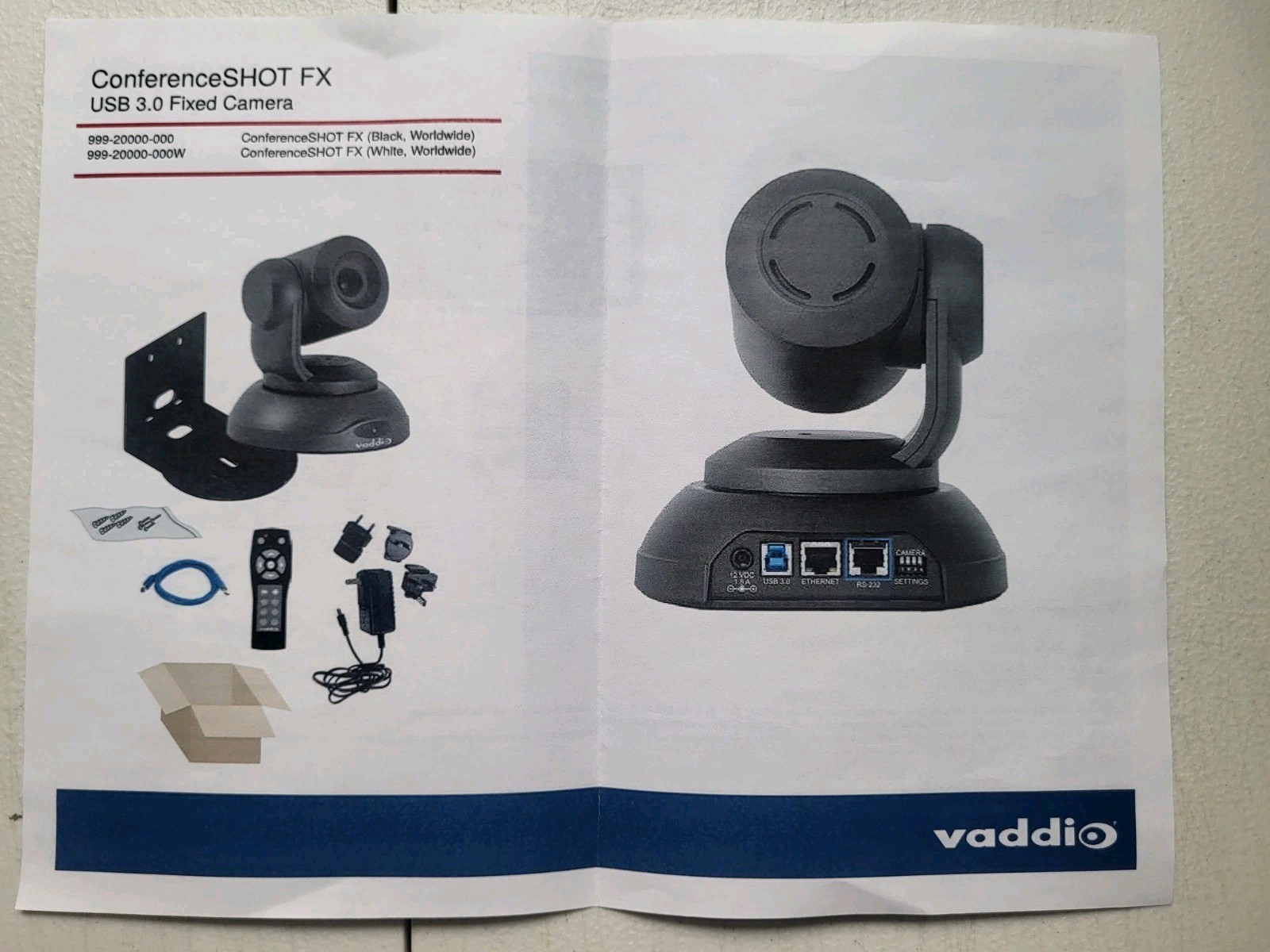 Vaddio ConferenceSHOT FX BLK 998-20000-000 Conferencing Camera