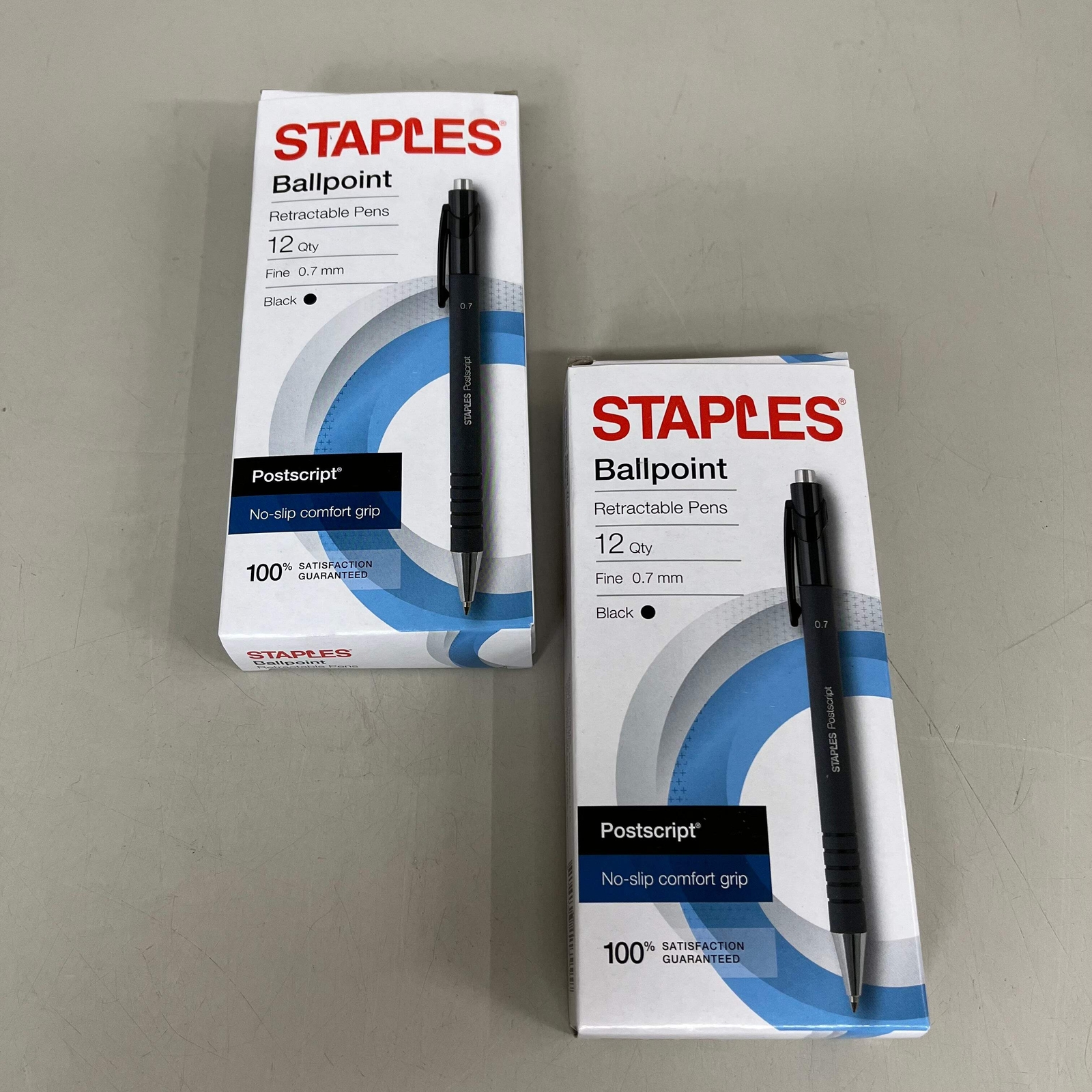 STAPLES (2 PACK, 12 EACH) Retractable Ballpoint Pens Medium Point Black Ink 1826