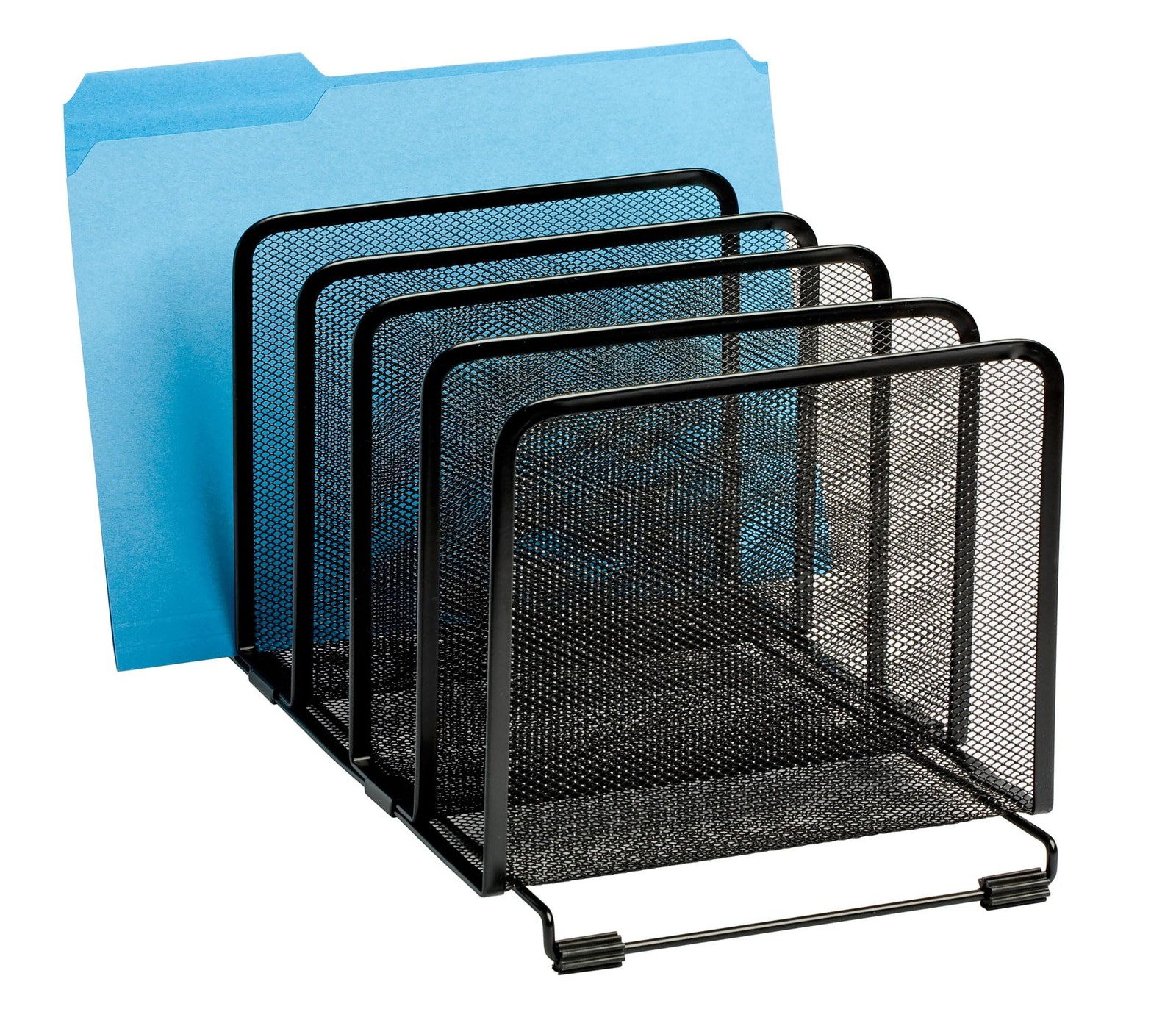 Rolodex Mesh Collection Stacking Sorter, 5-Section, Standard Packaging , Black