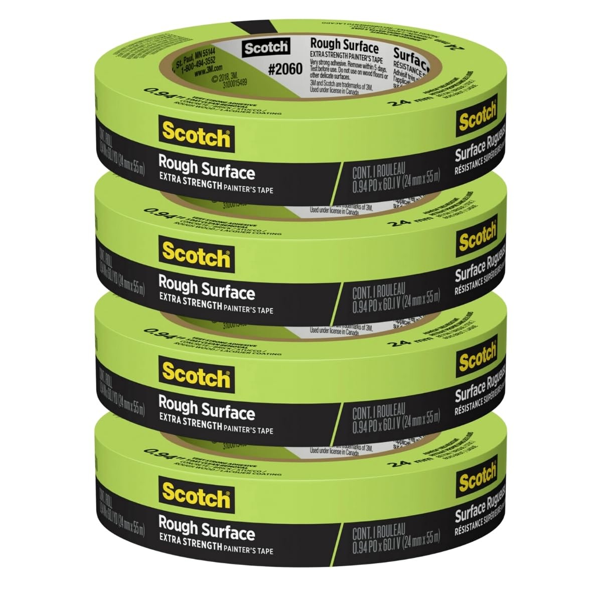 Scotch Painter’s Tape 2060-1A 2060 Masking Tape, 1-Inch by 4 Pack, Green