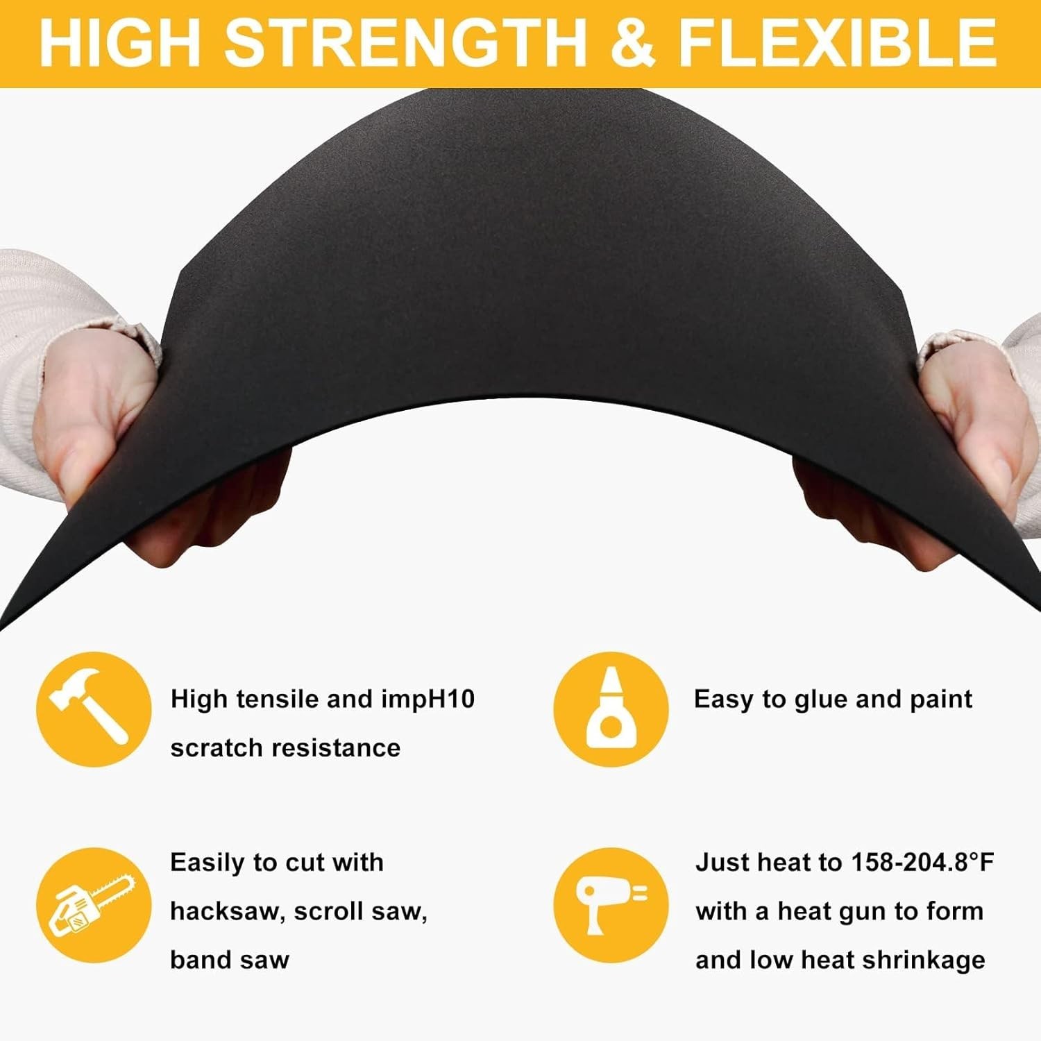 Black ABS Plastic Sheet 8″ x 12″ x 0.04″ Flexible DIY Material 1mm Thick 6 Pack