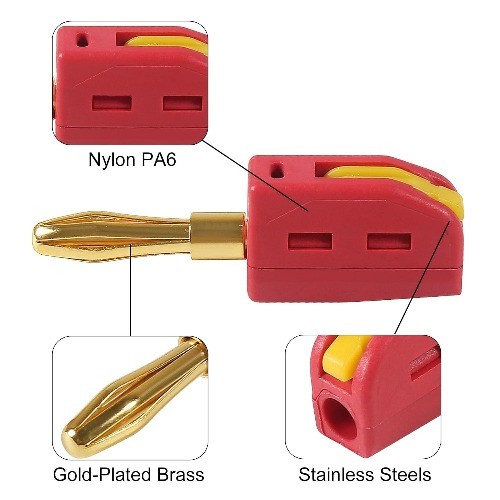 20PCS 4mm Banana Plug High Current 32A Gold Plated Connector S Color: 5 colors