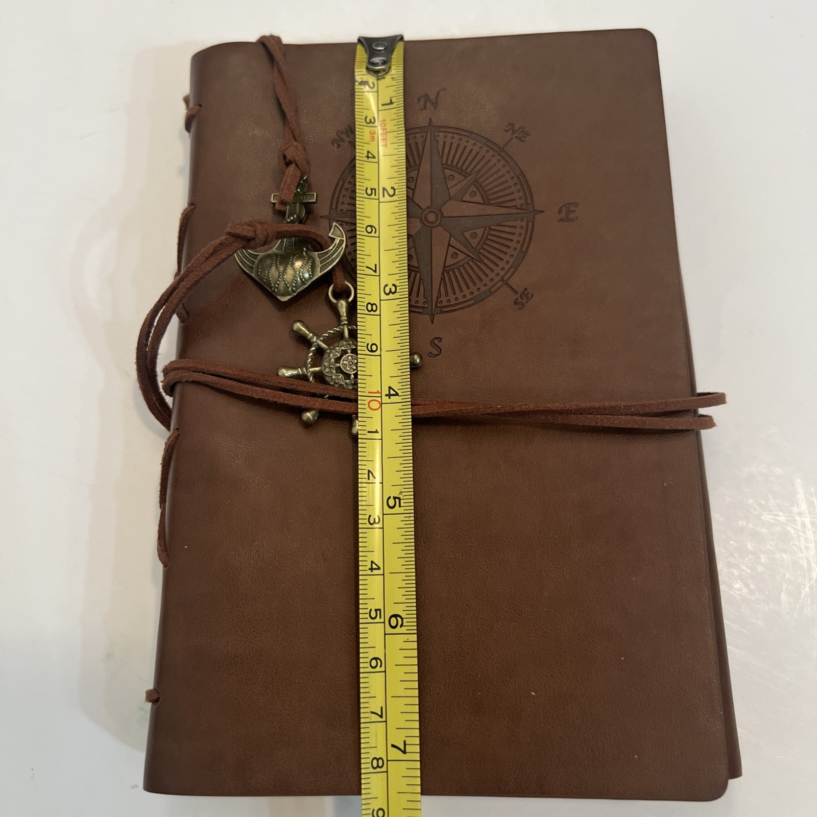 Maleden Nautical Leather Journal Refillable 6 Ring Compact Binder Craft Paper
