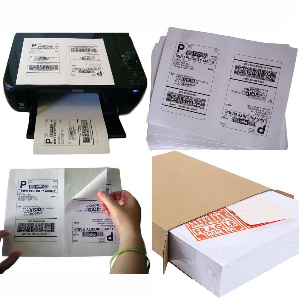 Premium 8.5×5.5 Half Sheet Self-adhesive Shipping Labels 2 Per Sheet
