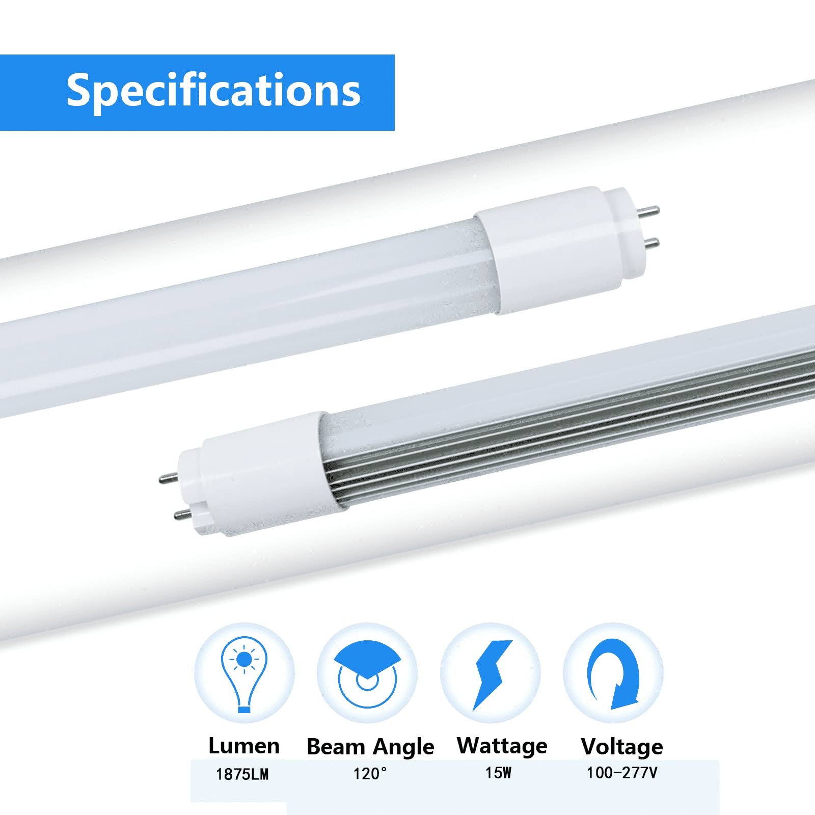 T8 T10 T12 Tube Light 3FT A+B 15W 1875LM, 36In Bulb Ballast Bypass or Dual-En…
