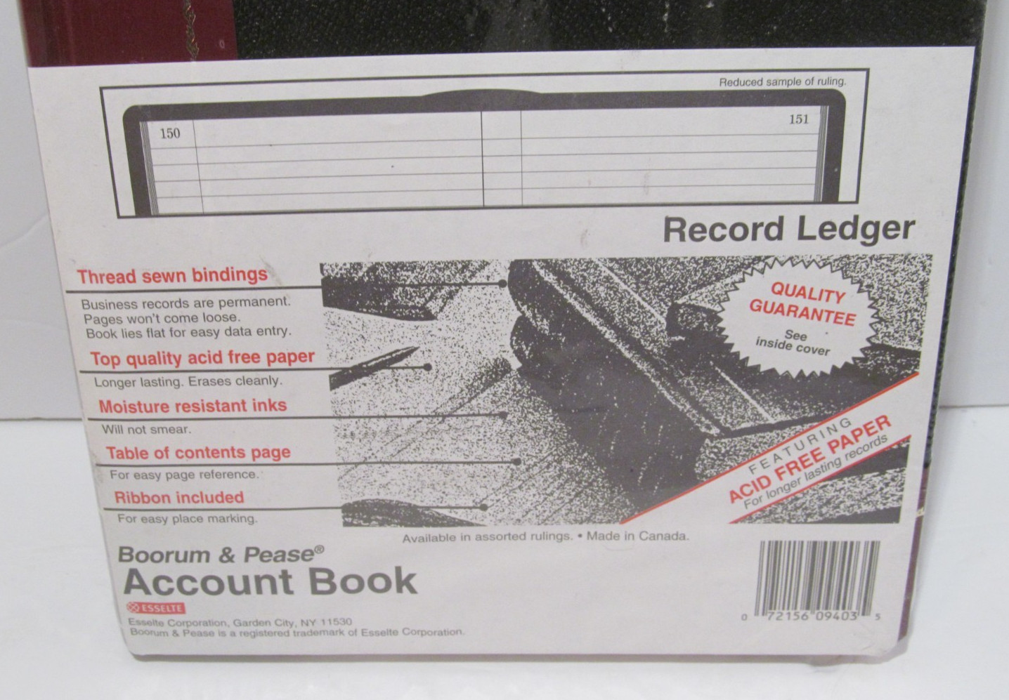 Boorum & Pease Esselte Account Book Record Ledger 300 Pgs #9-300-R – NEW