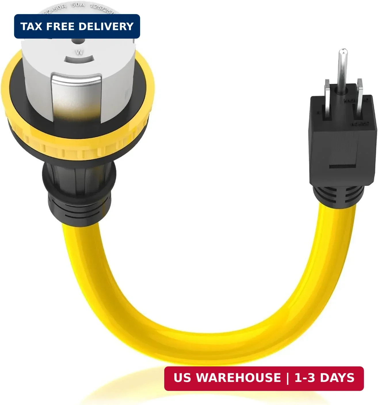 50 Amp to 110 Adapter RV Cord with Locking Connector Plug, Heavy Duty NEMA 5-15P