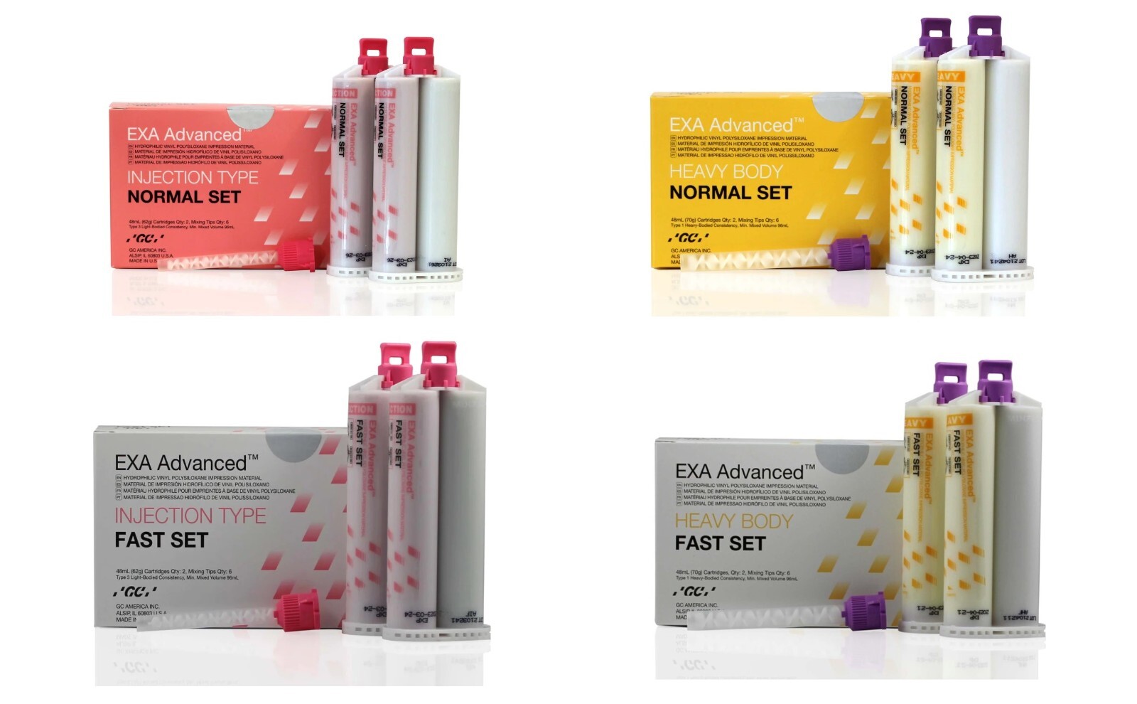 EXA Advanced Heavy / Injection & Reg/ Fast Set Impression Material 48mL+Tip – GC