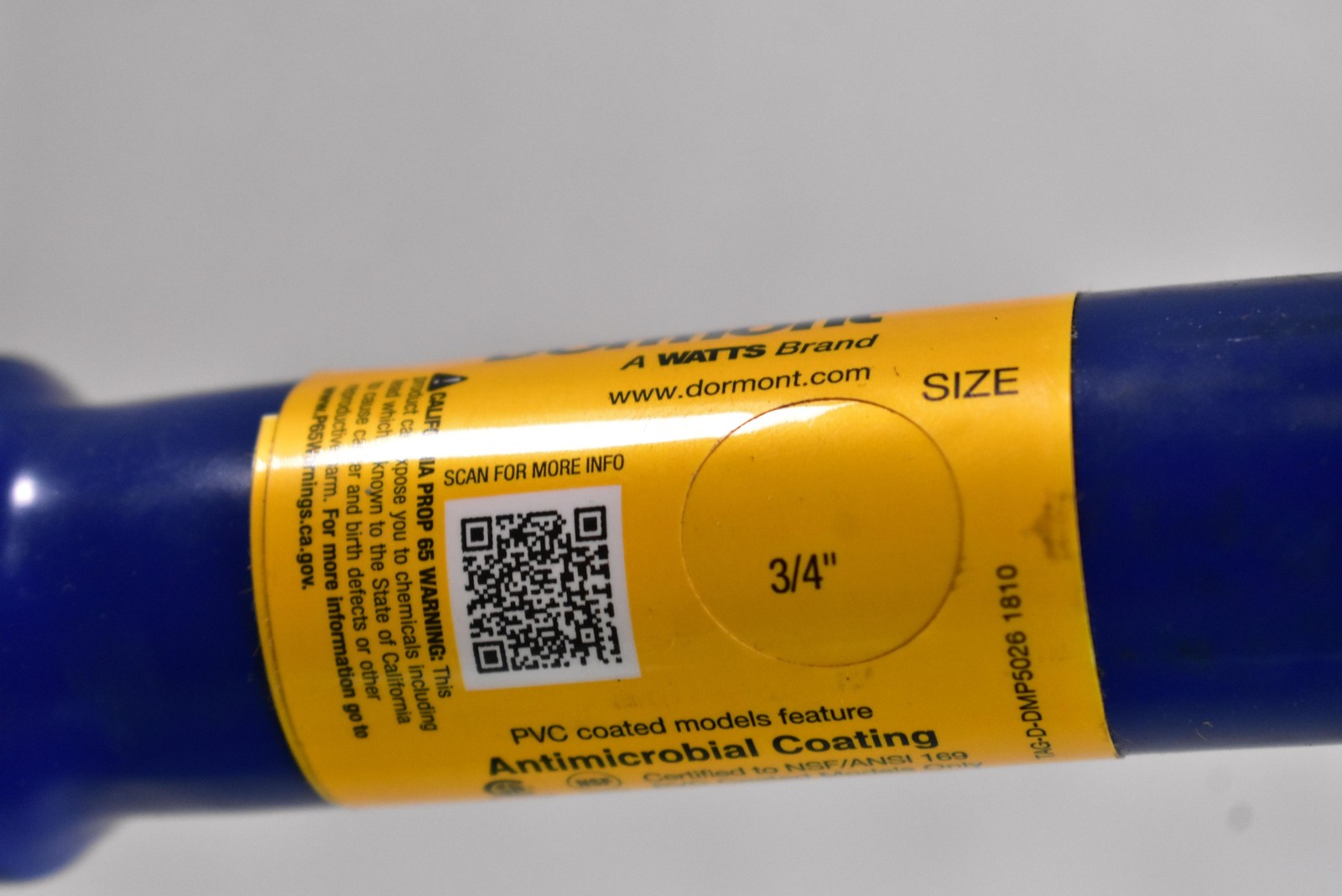 Dormont 3/4 in Gas Connector Hose Blue PVC Coated Antimicrobial Watts 3/4 MIP