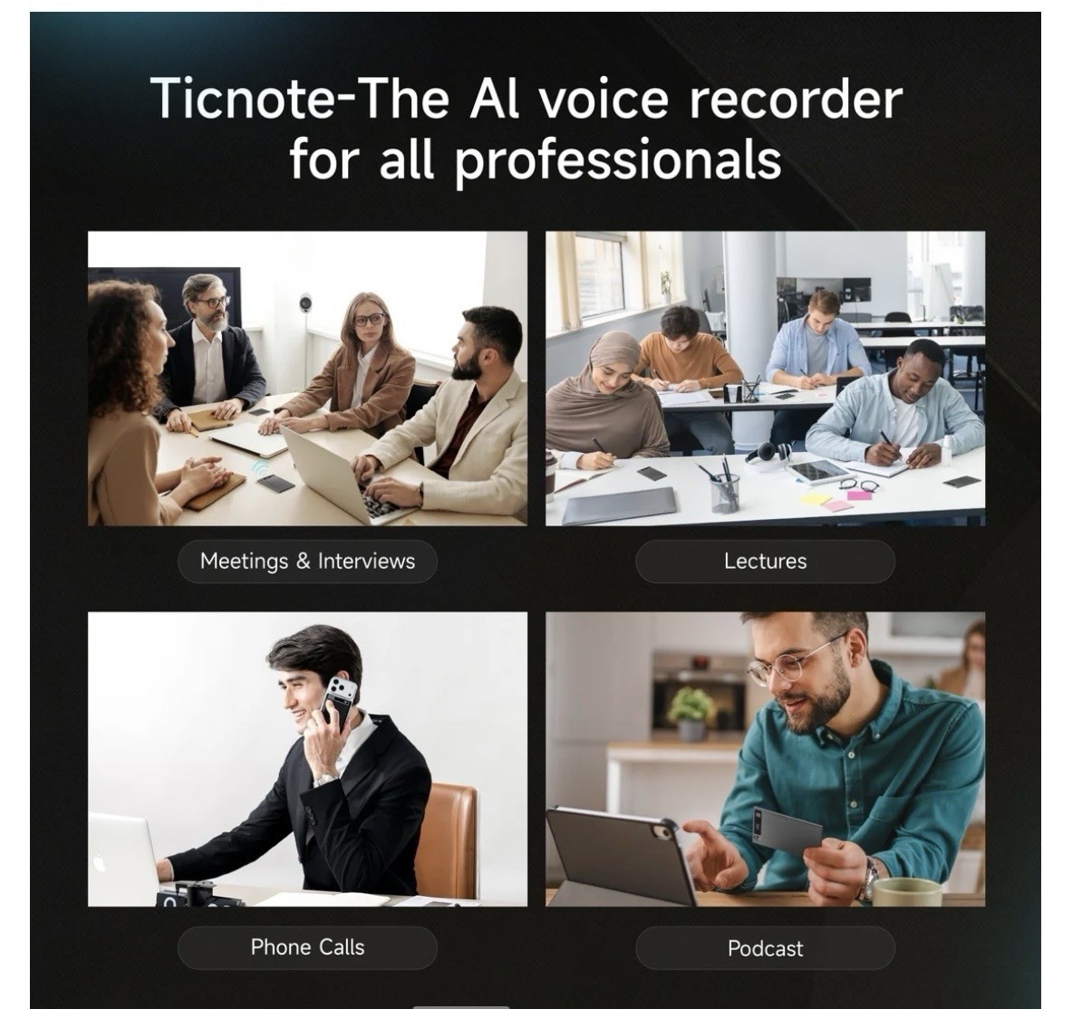 Mobvoi TicNote AI Voice Recorder 64GB AI Transcription Translation MagSafe