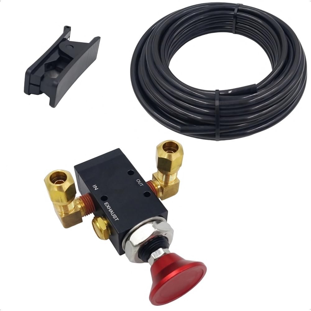 PartLogix 3-Way Three-Way Push/Pull Manual Tailgate Dump Air Valve Kit for Semi