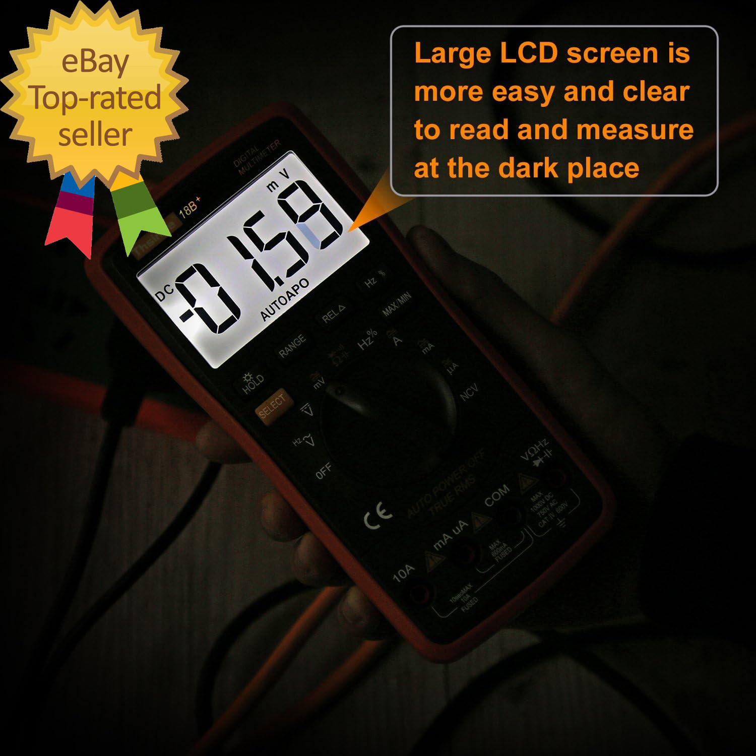 Auto Ranging Digital Multimeter TRMS 6000 with Battery Alligator Clips Test Lead