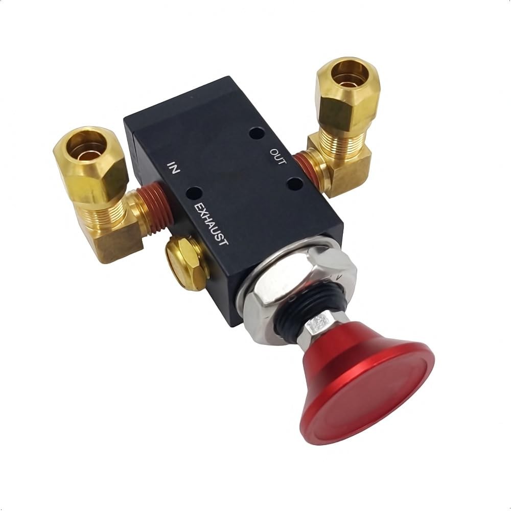 PartLogix 3-Way Three-Way Push/Pull Manual Tailgate Dump Air Valve Kit for Semi