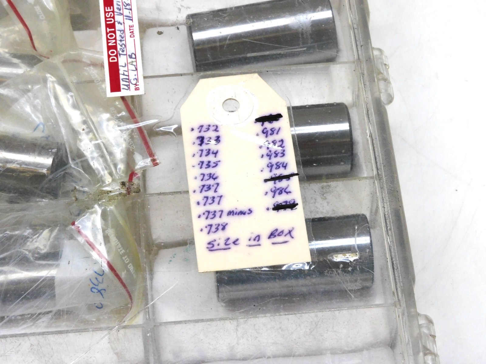 No Name Gage Pin Set Sizes .732 -.738 3x .737 .981 – .986 Missing .985 Lot of 13