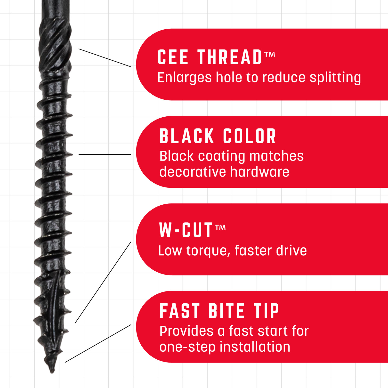 GRK Fasteners RSS™ 5/16 x 3-1/8 Inch, Black Multi-Purpose Structural Screws,