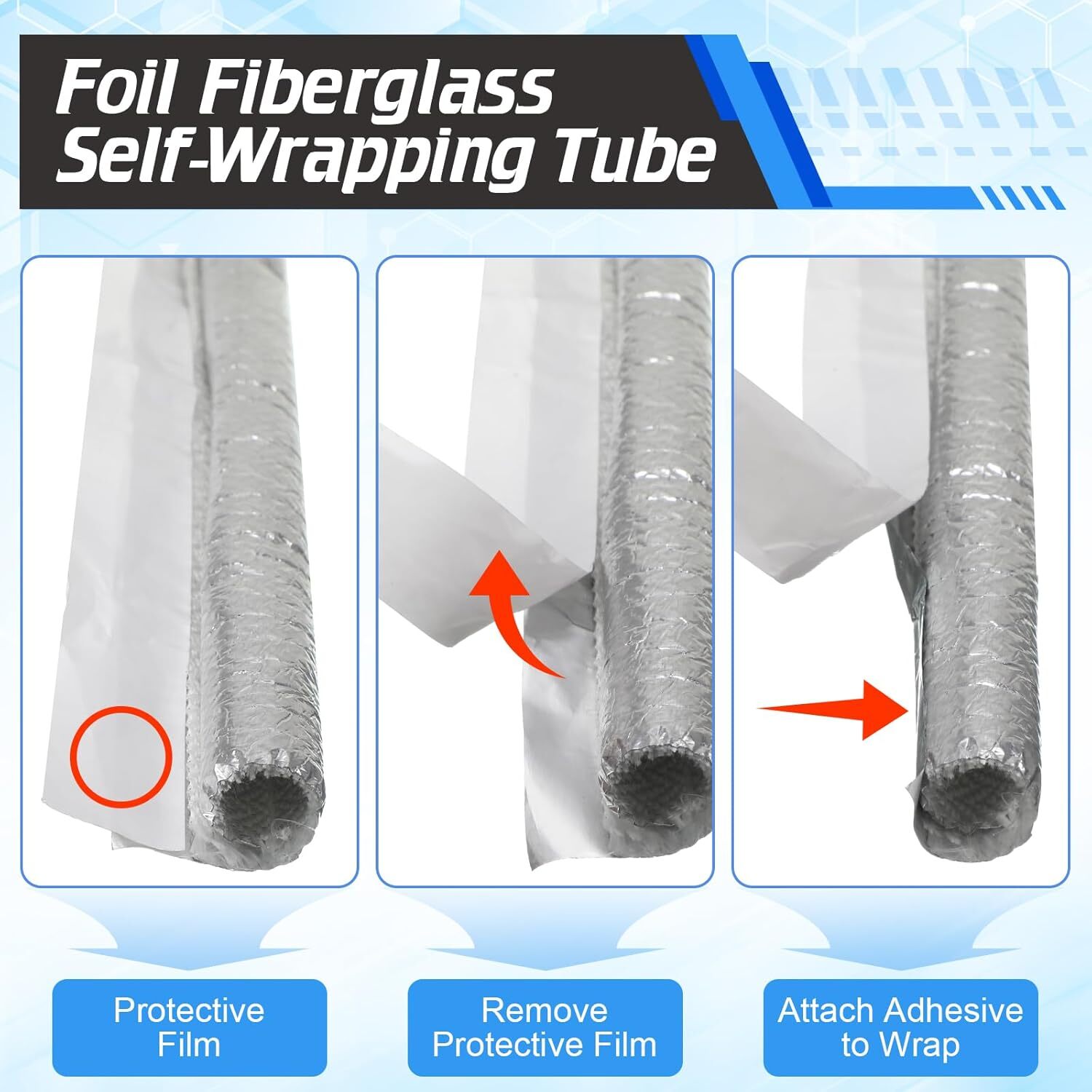 6~35mm ID Self Closed Heat Fiberglass Wrap Heat Shield Sleeve Wire Fuel Line