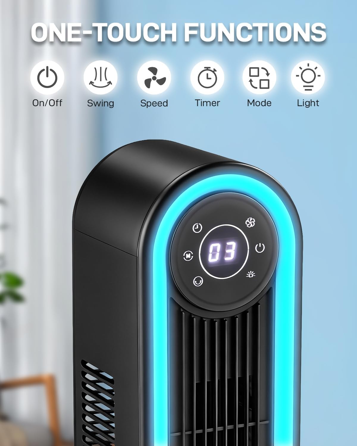 42″ Tower Fan for Bedroom, Standing Fan, 150° Oscillating Floor Fan with Remote